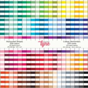 Papéis Digitais Listras Horizontais - 100 Cores