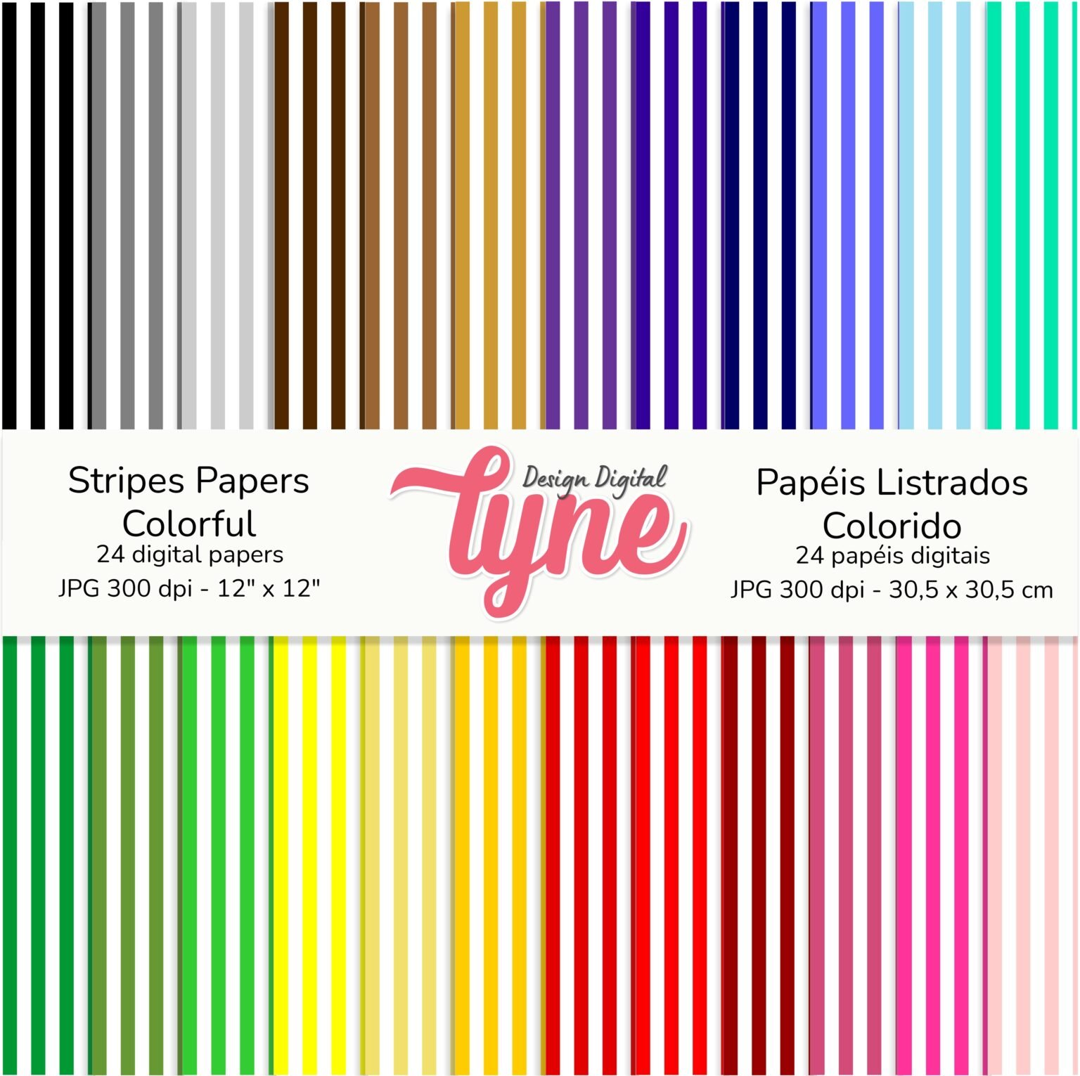 Papéis Digitais Listras Verticais Coloridas