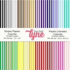 Papéis Digitais Listras Verticais Coloridas