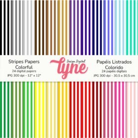 Papéis Digitais Listras Verticais Coloridas