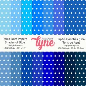 Papéis Digitais Poá (Bolinhas) - Tons de Azul